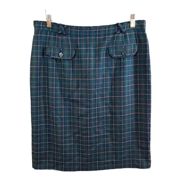 Burberry Blue Plaid Pencil Skirt